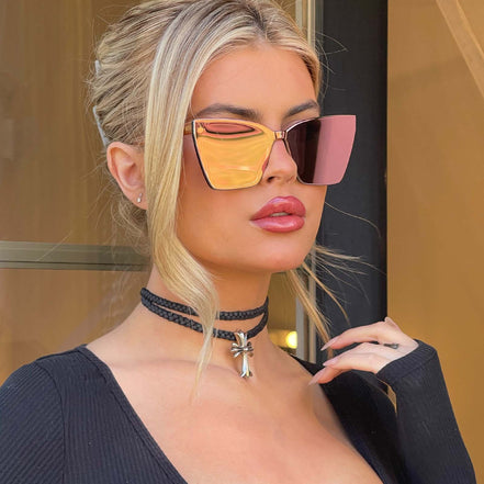 Goldie Sunglasses — Apricot Crystal + Peach Mirror
