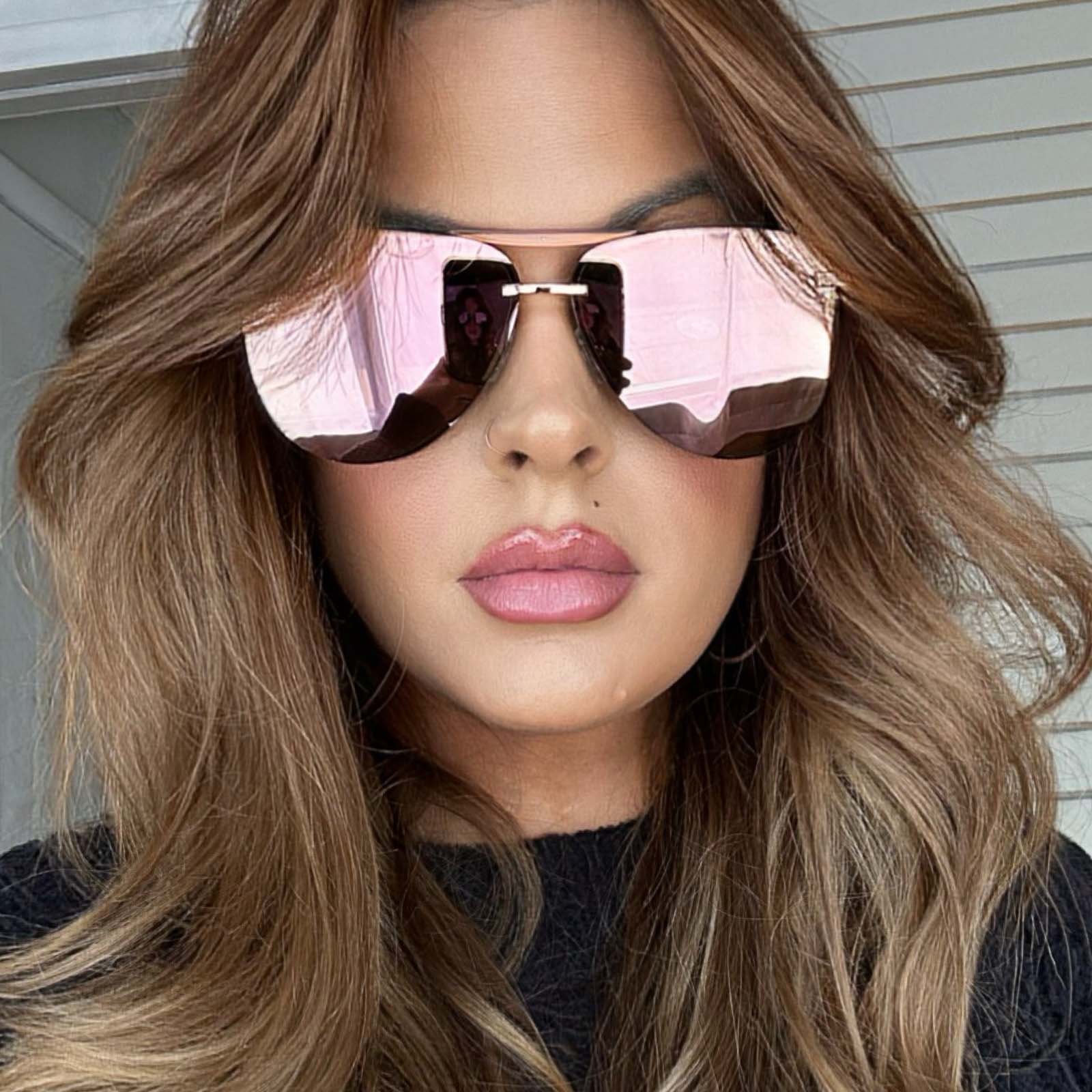Tahoe Sunglasses — Rose Gold + Cherry Blossom Mirror