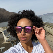 Bella Sunglasses — Matte Black + Pink Mirror Polarized