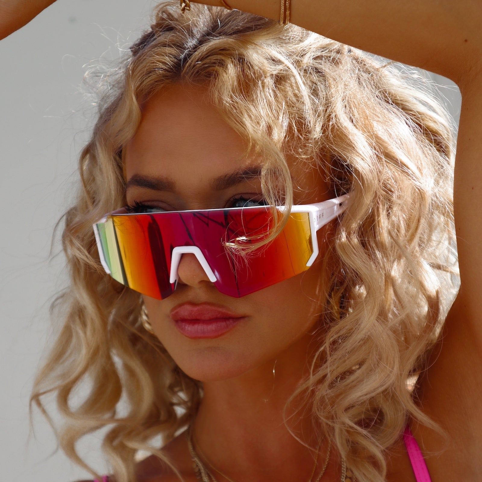 Heat Sunglasses — Matte White + Sunset Mirror Polarized