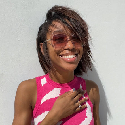 Sandra Sunglasses — Light Pink Crystal + Dusk Gradient