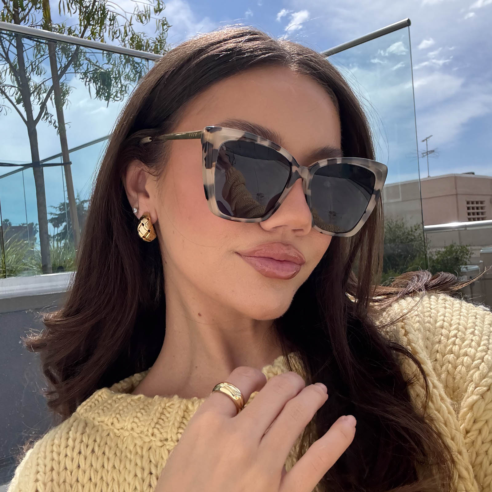 Becky II Sunglasses — Cream Tortoise + Grey Polarized