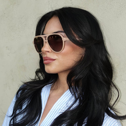 Pia Sunglasses — Nude + Brown Gradient Polarized