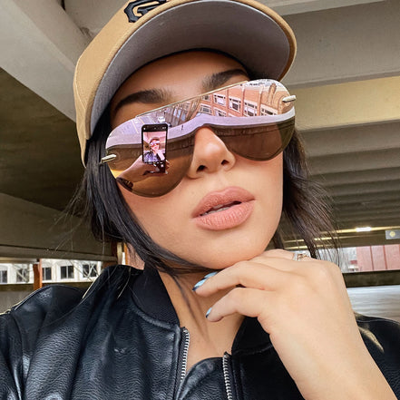 Imani Sunglasses — Gold + Cherry Blossom Mirror