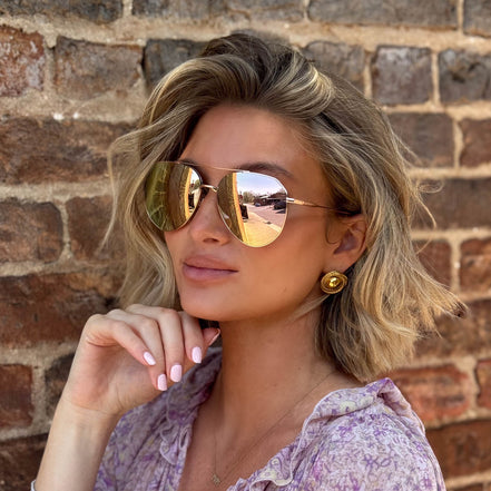 Dash Sunglasses — Rose Gold + Cherry Blossom Mirror Polarized