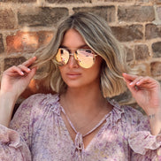 Dash Sunglasses — Rose Gold + Cherry Blossom Mirror Polarized