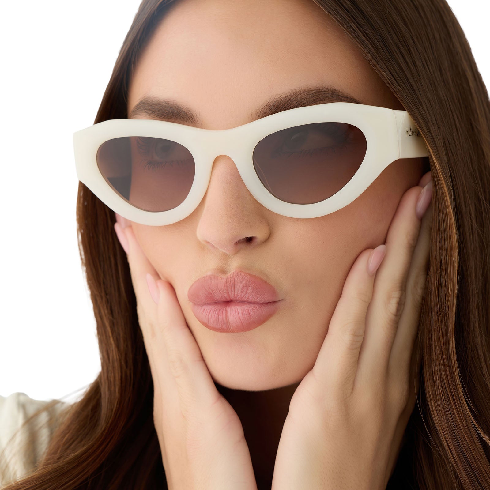 Lucy Sunglasses — Meringue + Brown Gradient
