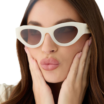 Lucy Sunglasses — Meringue + Brown Gradient
