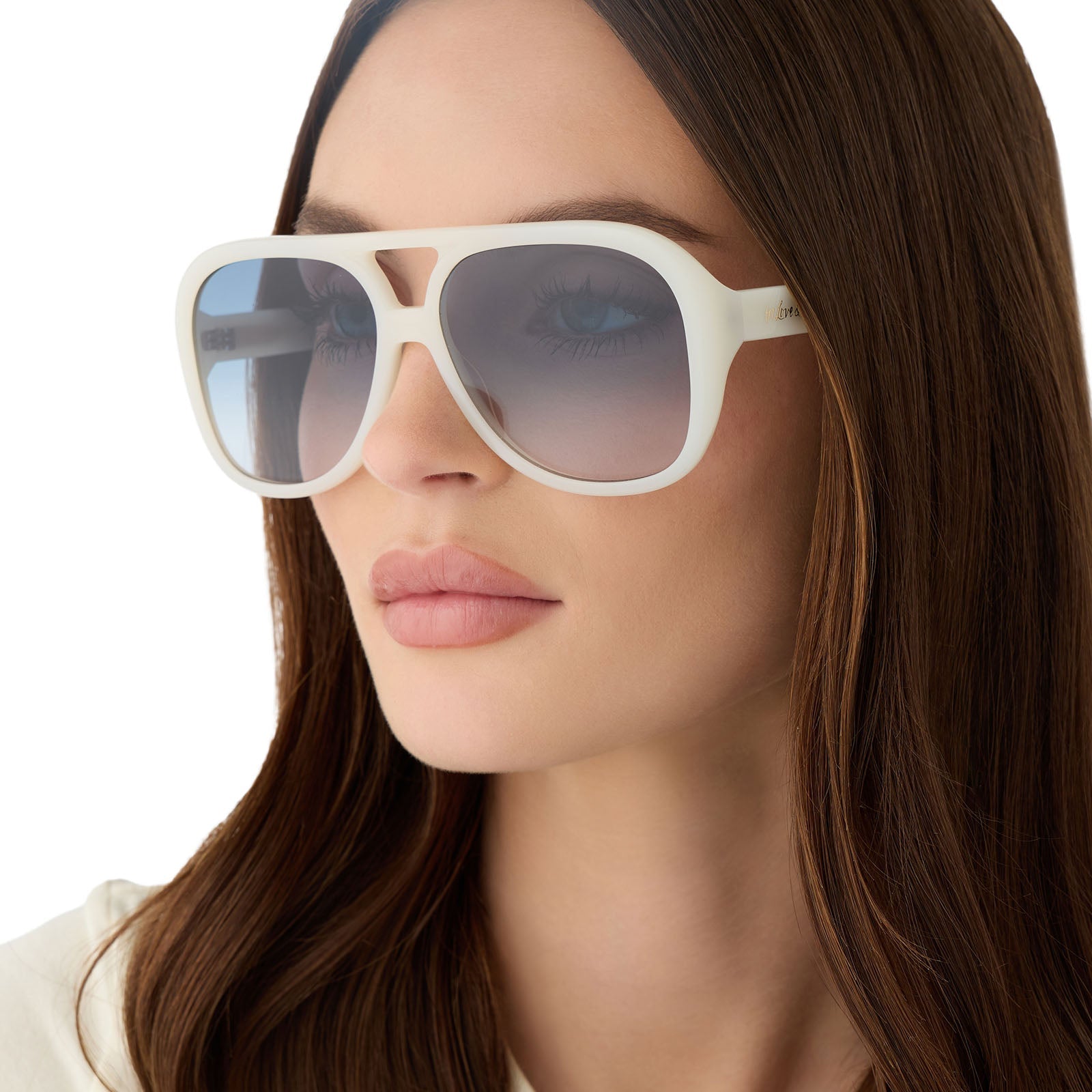 Pauline Sunglasses — Meringue + Blue Gradient