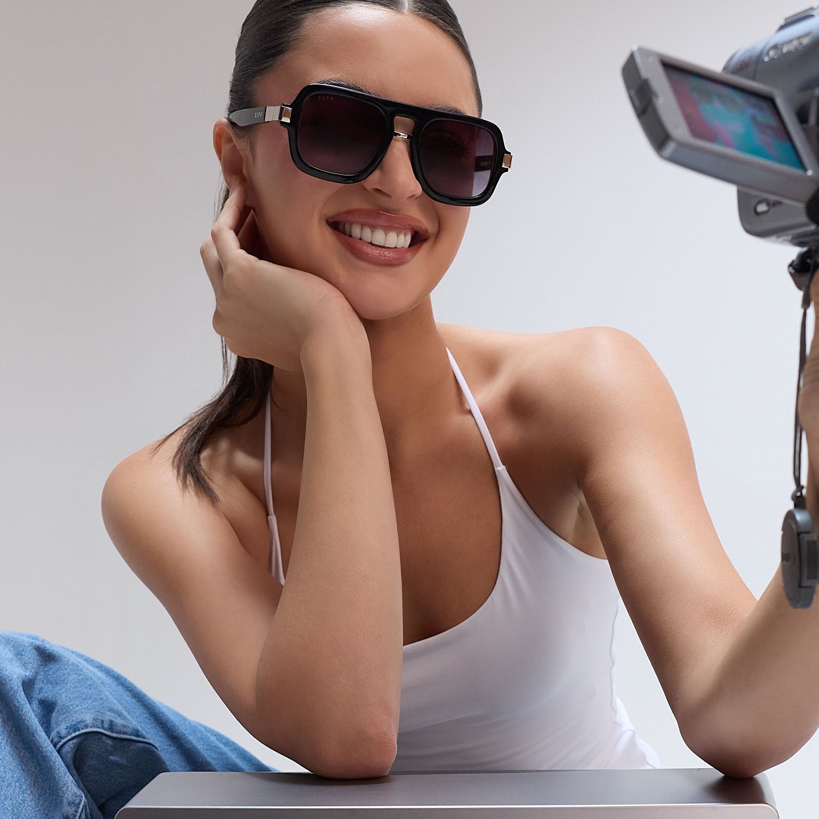 Naomi Sunglasses — Black + Grey Gradient
