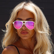 Tosca II Sunglasses — Matte White + Pink Rush Mirror