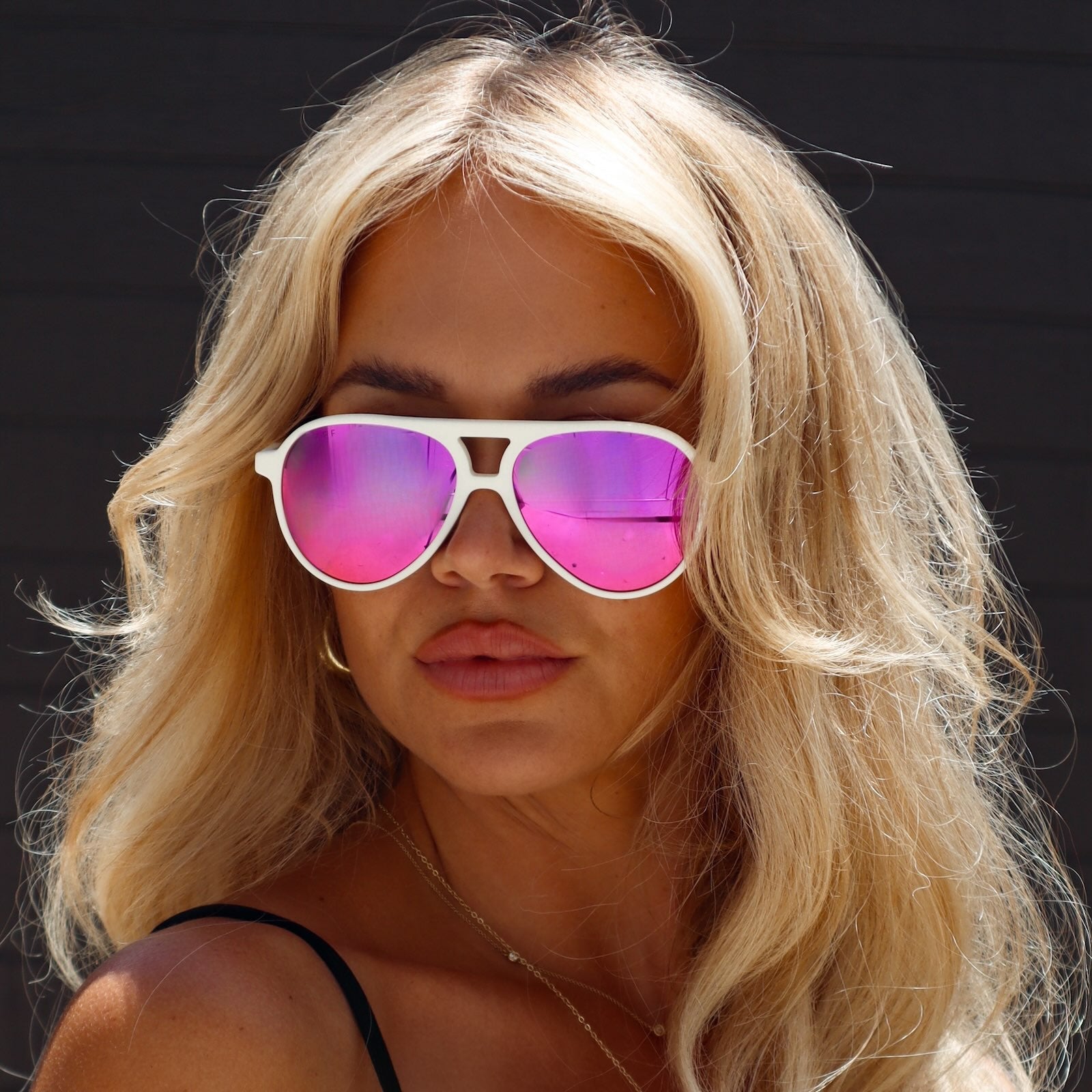 Tosca II Sunglasses — Matte White + Pink Rush Mirror