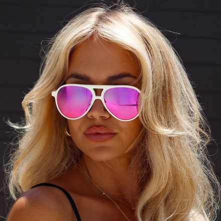 Tosca II Sunglasses — Matte White + Pink Rush Mirror