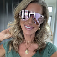 Imani Sunglasses — Gold + Cherry Blossom Mirror
