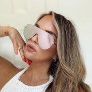 Imani Sunglasses — Gold + Cherry Blossom Mirror