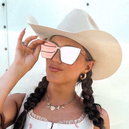 Goldie Sunglasses — Apricot Crystal + Peach Mirror