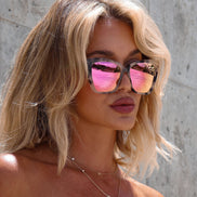 Becky II Sunglasses — Cream Tortoise + Pink Mirror