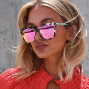 Bella Sunglasses — Cream Tortoise + Pink Mirror