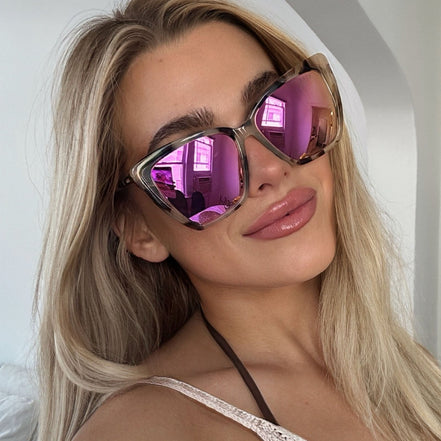 Becky II Sunglasses — Cream Tortoise + Pink Mirror