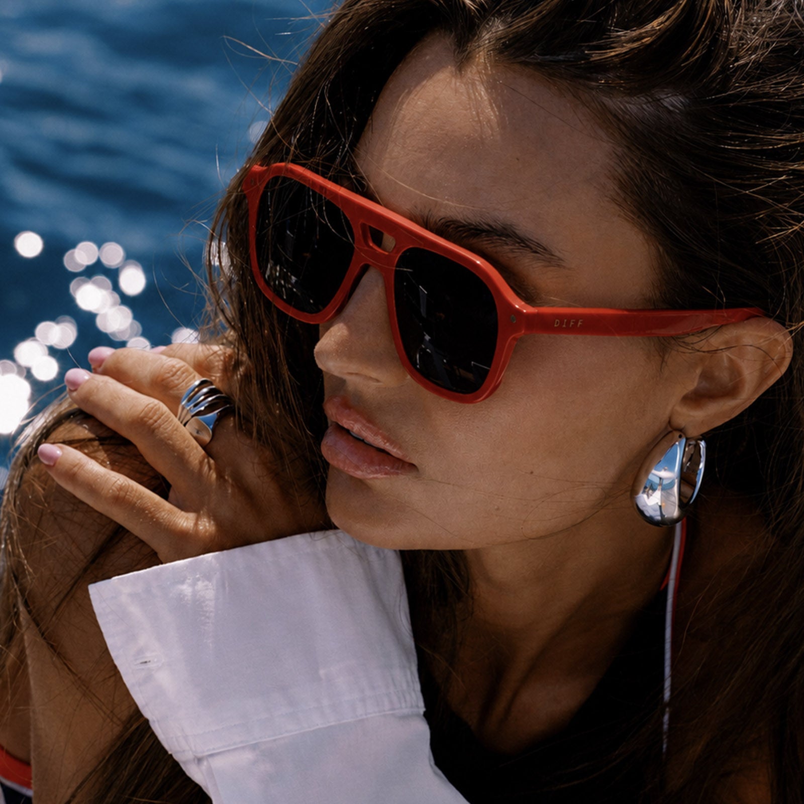 The Coast Sunglasses — Red + Navy Blue