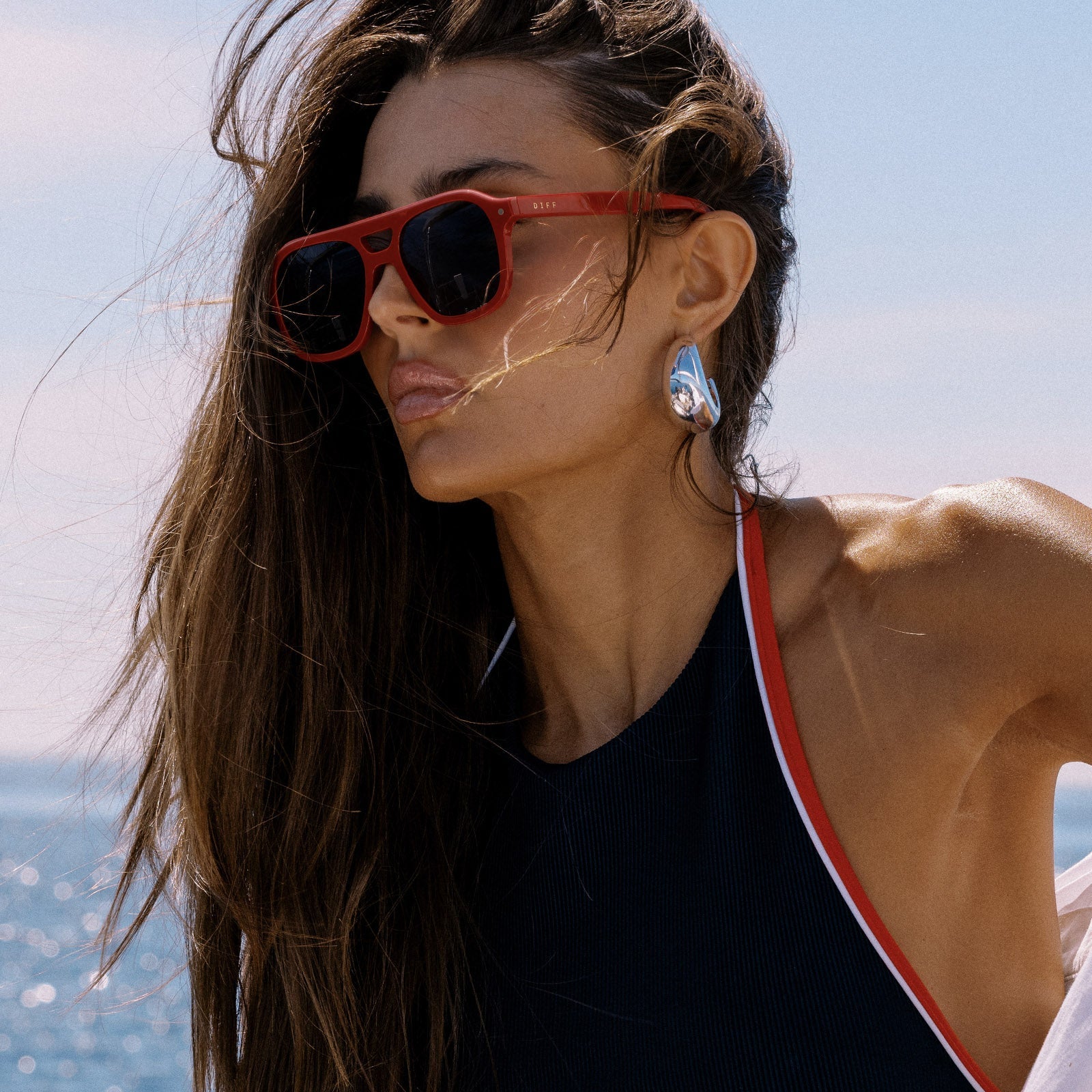 The Coast Sunglasses — Red + Navy Blue