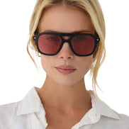 The Coast Sunglasses — Black + Red Tint