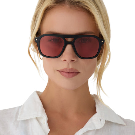The Coast Sunglasses — Black + Red Tint