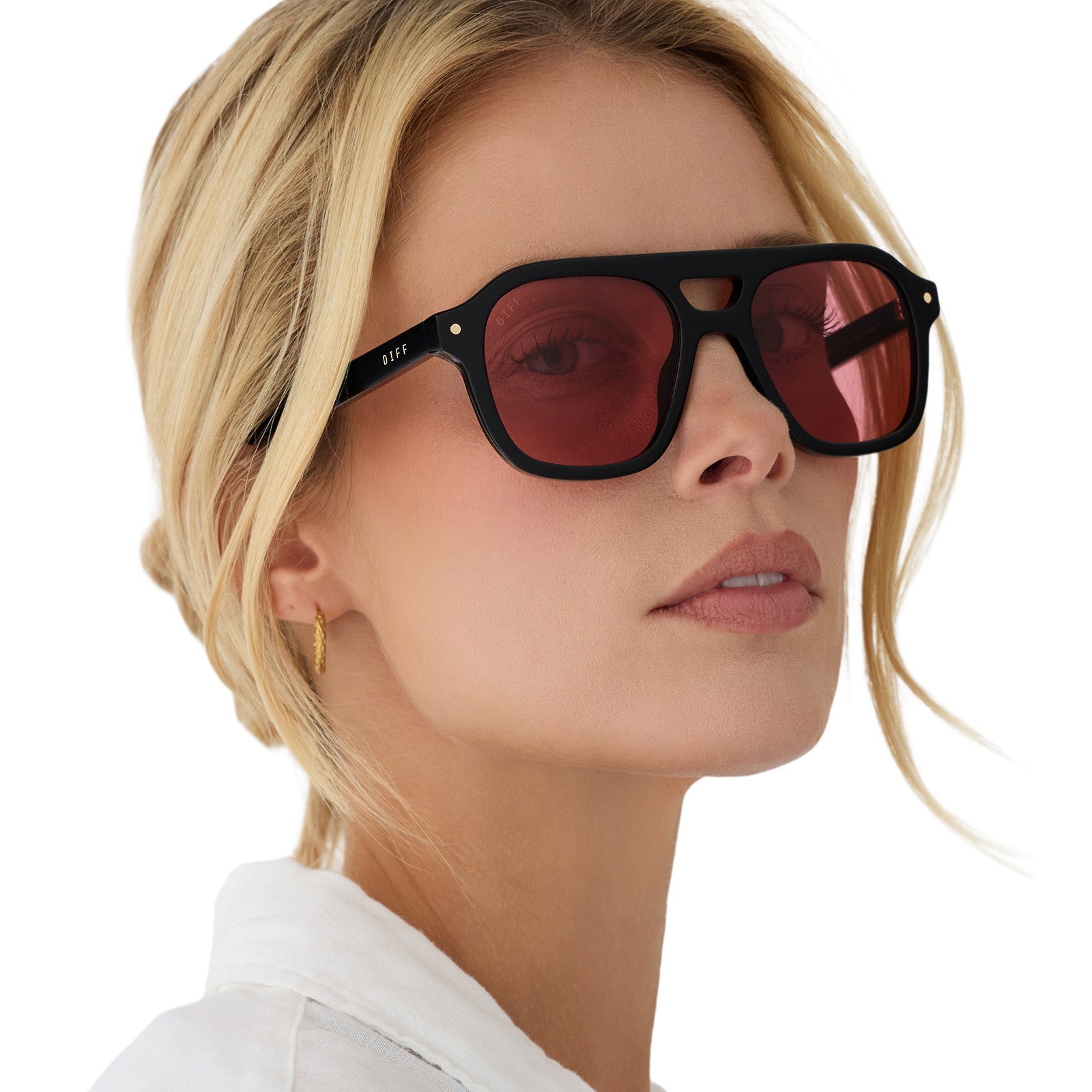 The Coast Sunglasses — Black + Red Tint