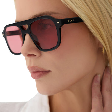 The Coast Sunglasses — Black + Red Tint