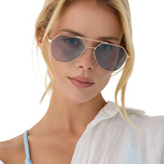 The Reserve Sunglasses — Gold + Blue Tint