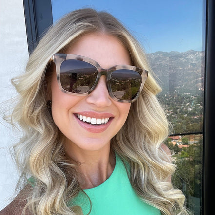 Bella Sunglasses — Cream Tortoise + Grey