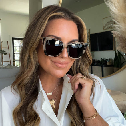 Becky II Sunglasses — Cream Tortoise + Grey Polarized