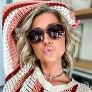 Bella Sunglasses — Light Pink Crystal + Wine Gradient