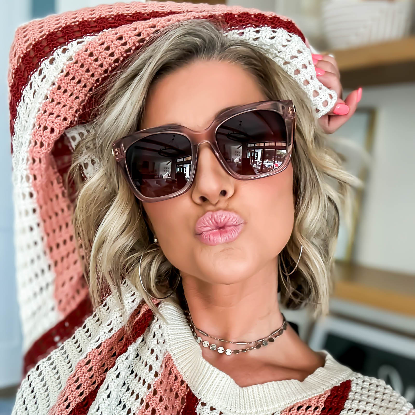 Bella Sunglasses — Light Pink Crystal + Wine Gradient