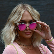 Becky II Sunglasses — Cream Tortoise + Pink Mirror