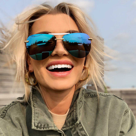 Tahoe Sunglasses — Gold + Purple Mirror