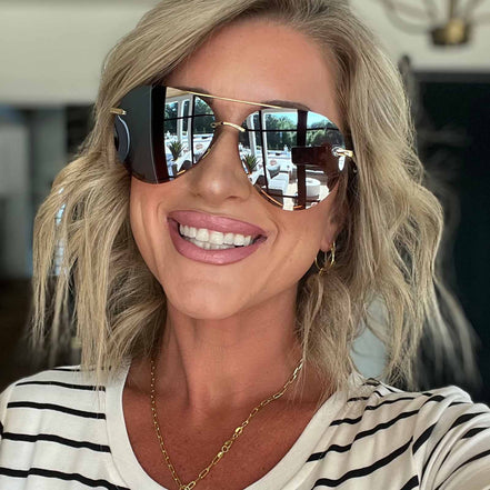 Lenox Sunglasses — Gold + Brown Gradient Mirror Polarized