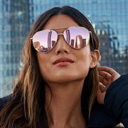Dash Sunglasses — Rose Gold + Cherry Blossom Mirror Polarized