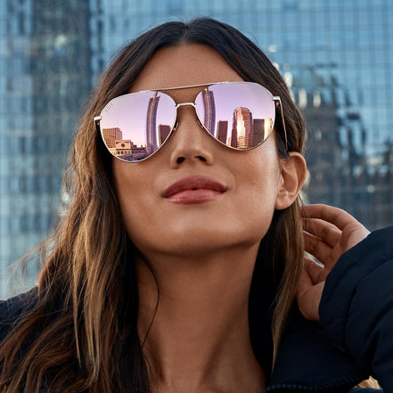 Dash Sunglasses — Rose Gold + Cherry Blossom Mirror Polarized