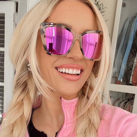 Becky II Sunglasses — Cream Tortoise + Pink Mirror
