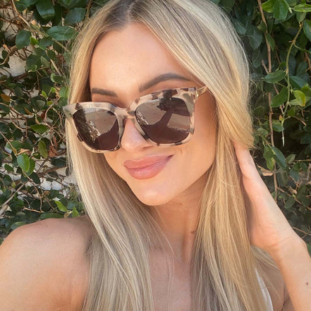 Bella Sunglasses — Cream Tortoise + Grey