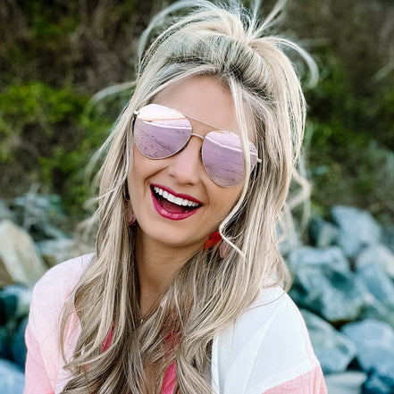 Dash Sunglasses — Rose Gold + Cherry Blossom Mirror Polarized