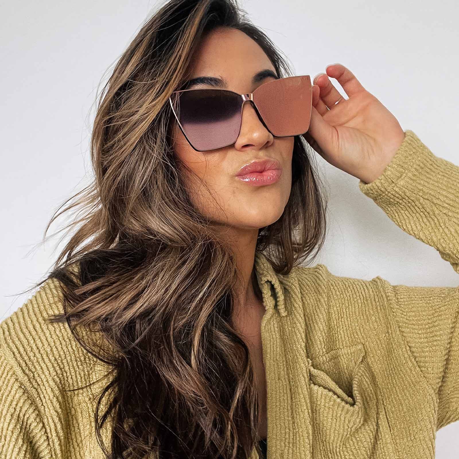 Goldie Sunglasses — Apricot Crystal + Peach Mirror