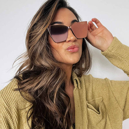 Goldie Sunglasses — Apricot Crystal + Peach Mirror