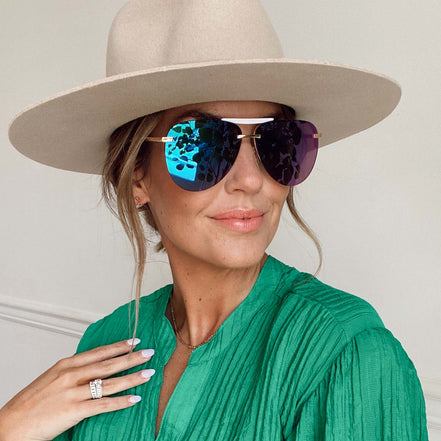 Tahoe Sunglasses — Gold + Purple Mirror