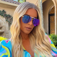 Tahoe Sunglasses — Gold + Purple Mirror