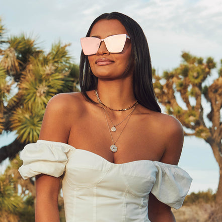 Goldie Sunglasses — Apricot Crystal + Peach Mirror
