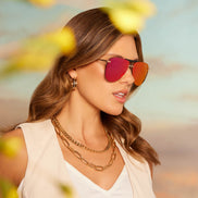 Tahoe Sunglasses — Matte Gold + Sunset Mirror Polarized
