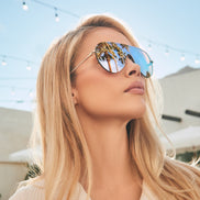 Imani Sunglasses — Gold + Cherry Blossom Mirror