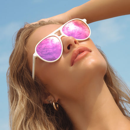 Tosca II Sunglasses — Matte White + Pink Rush Mirror